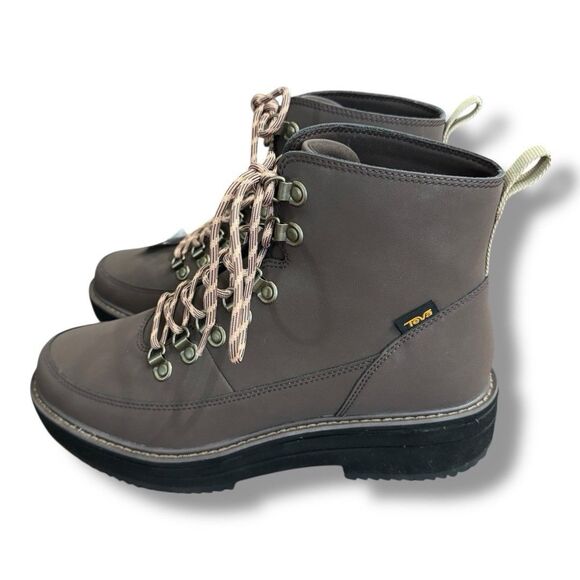Teva Midform Lace-Up Waterproof Boots Brown Reconstituted Leather Women's Sz 10 - Picture 1 of 10